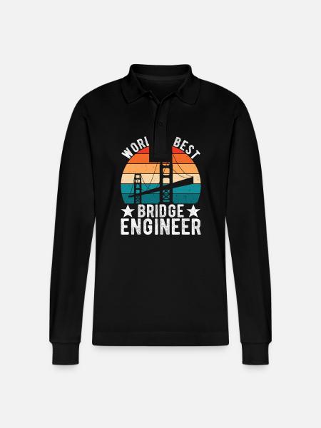 Bridge Engineer Bridge Construction - Stanley/Stella Organic Unisex Long-Sleeved Polo Shirt Prepster - black