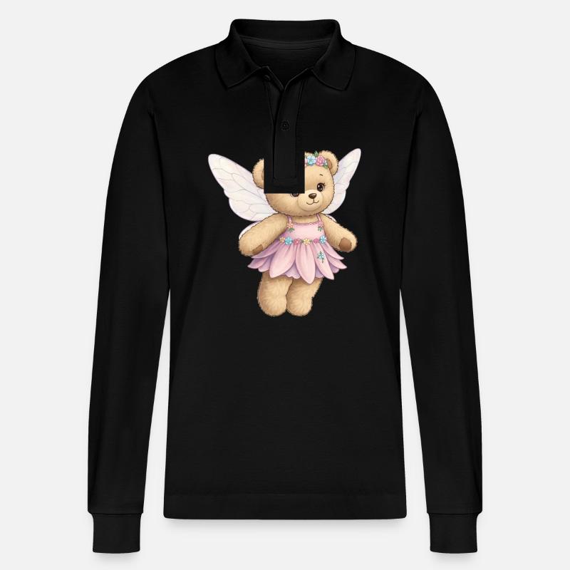 Teddybär Fee - Stanley/Stella Unisex Bio-Langarm-Poloshirt Prepster - Schwarz