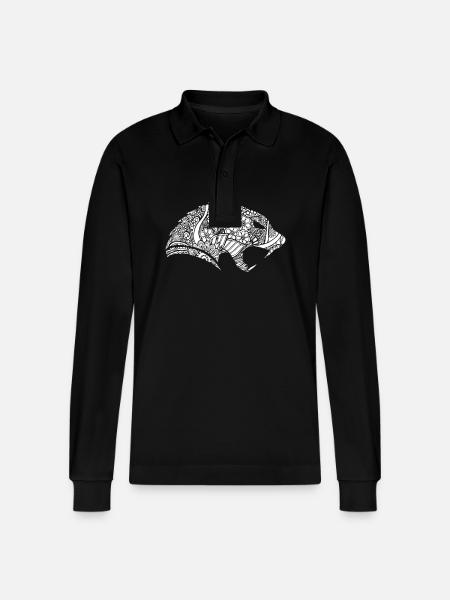 Mongoose Mongoose Floral Pattern - Stanley/Stella Organic Unisex Long-Sleeved Polo Shirt Prepster - black