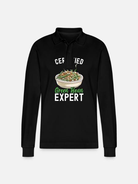 Green Bean Casserole - Stanley/Stella Organic Unisex Long-Sleeved Polo Shirt Prepster - black
