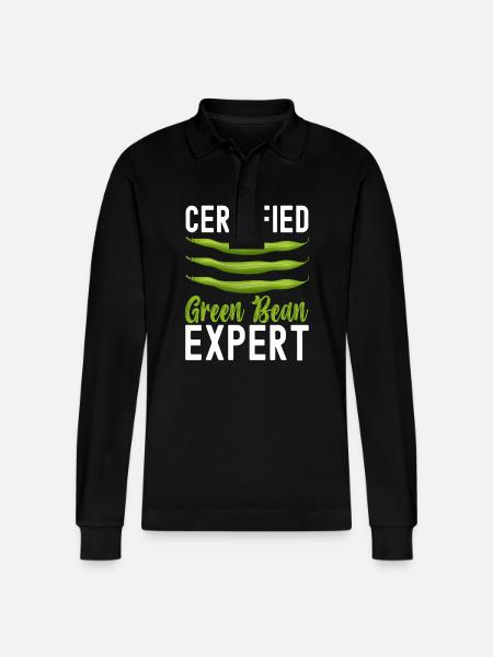 Green Bean Casserole - Stanley/Stella Organic Unisex Long-Sleeved Polo Shirt Prepster - black