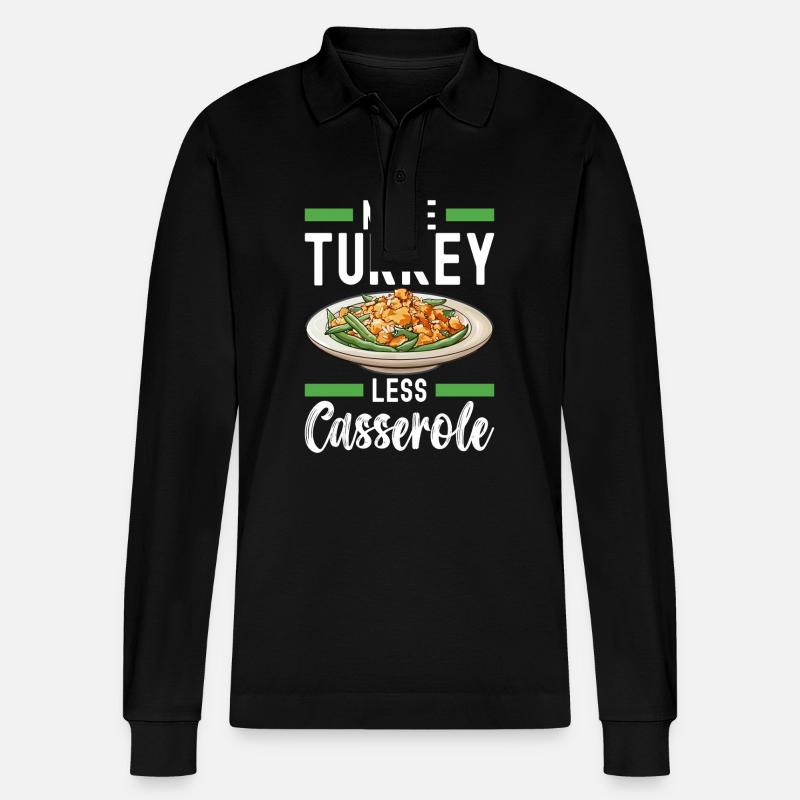 Grüne Bohnen Auflauf - Stanley/Stella Unisex Bio-Langarm-Poloshirt Prepster - Schwarz