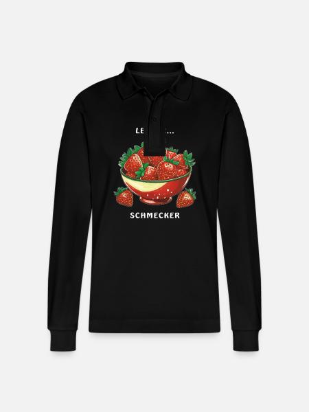 ERDBEEREN SCHALE LECKER SCHMECKER - Stanley/Stella Unisex Bio-Langarm-Poloshirt Prepster - Schwarz