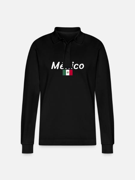 Mexique Drapeau mexicain Mexicain - Polo à manches longues bio PREPSTER Stanley/Stella Unisexe - noir