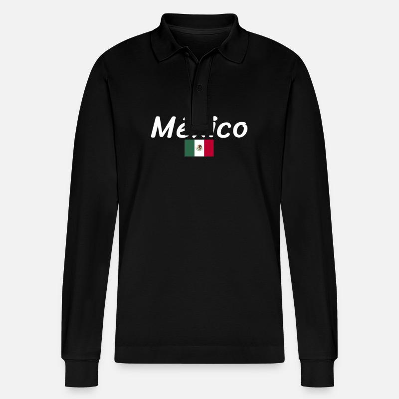 Mexique Drapeau mexicain Mexicain - Polo à manches longues bio PREPSTER Stanley/Stella Unisexe - noir