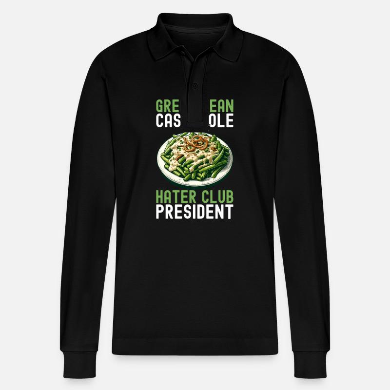Grüne Bohnen Auflauf - Stanley/Stella Unisex Bio-Langarm-Poloshirt Prepster - Schwarz