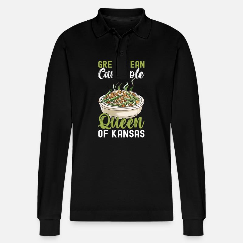 Casserole de haricots verts - Polo à manches longues bio PREPSTER Stanley/Stella Unisexe - noir