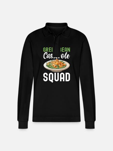 Green Bean Casserole - Stanley/Stella Organic Unisex Long-Sleeved Polo Shirt Prepster - black