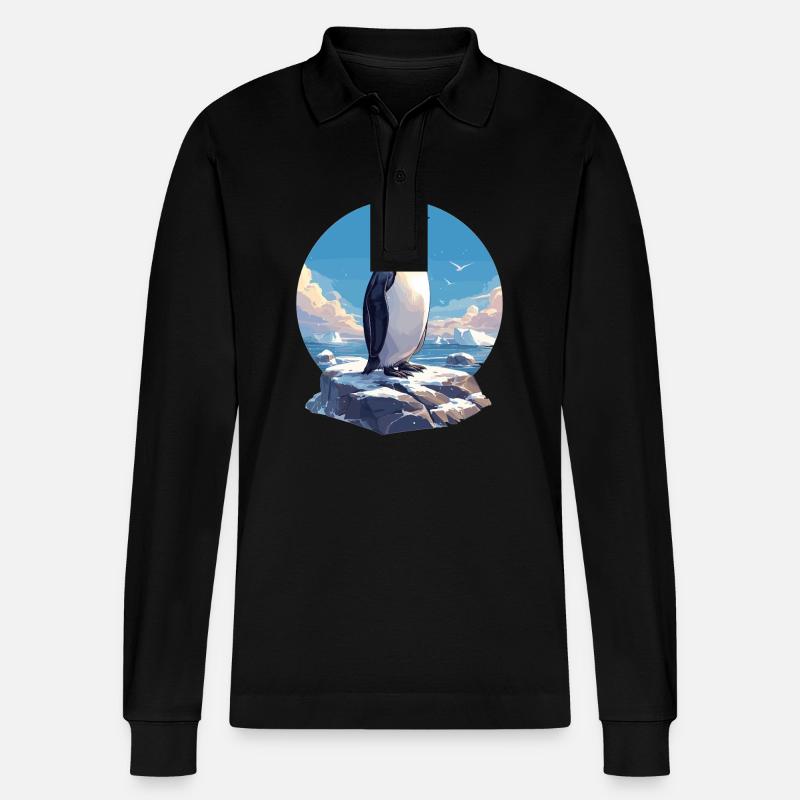 Pinguine Pinguin - Stanley/Stella Unisex Bio-Langarm-Poloshirt Prepster - Schwarz