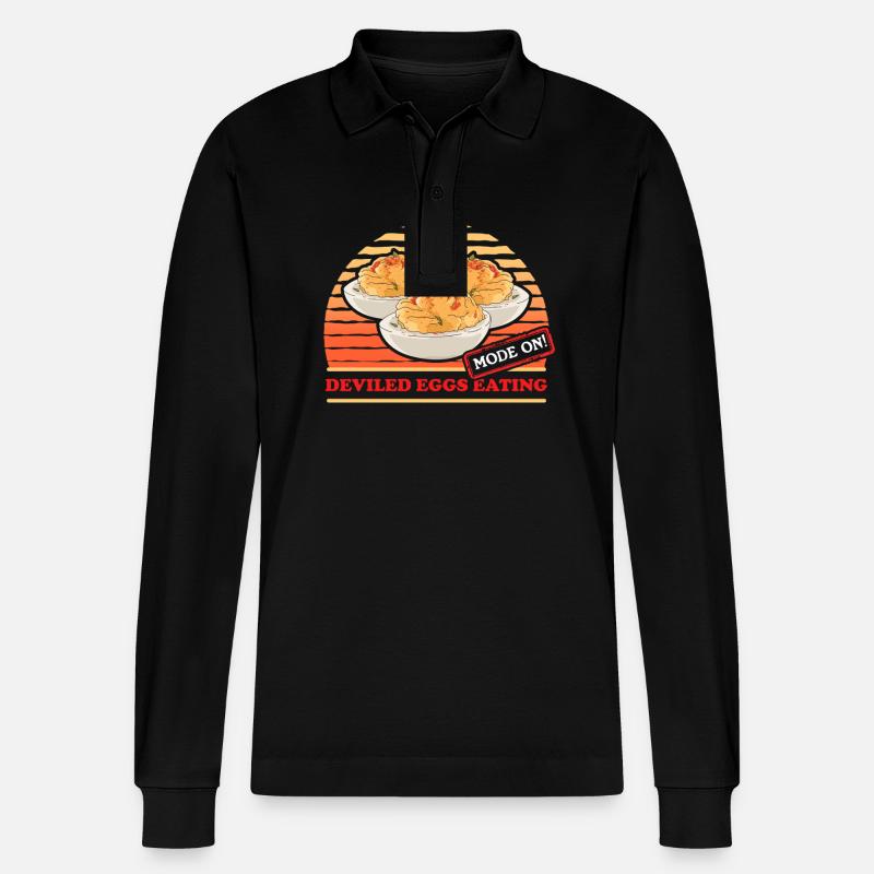 Deviled Eggs Gefüllte Eier Geschenk - Stanley/Stella Unisex Bio-Langarm-Poloshirt Prepster - Schwarz
