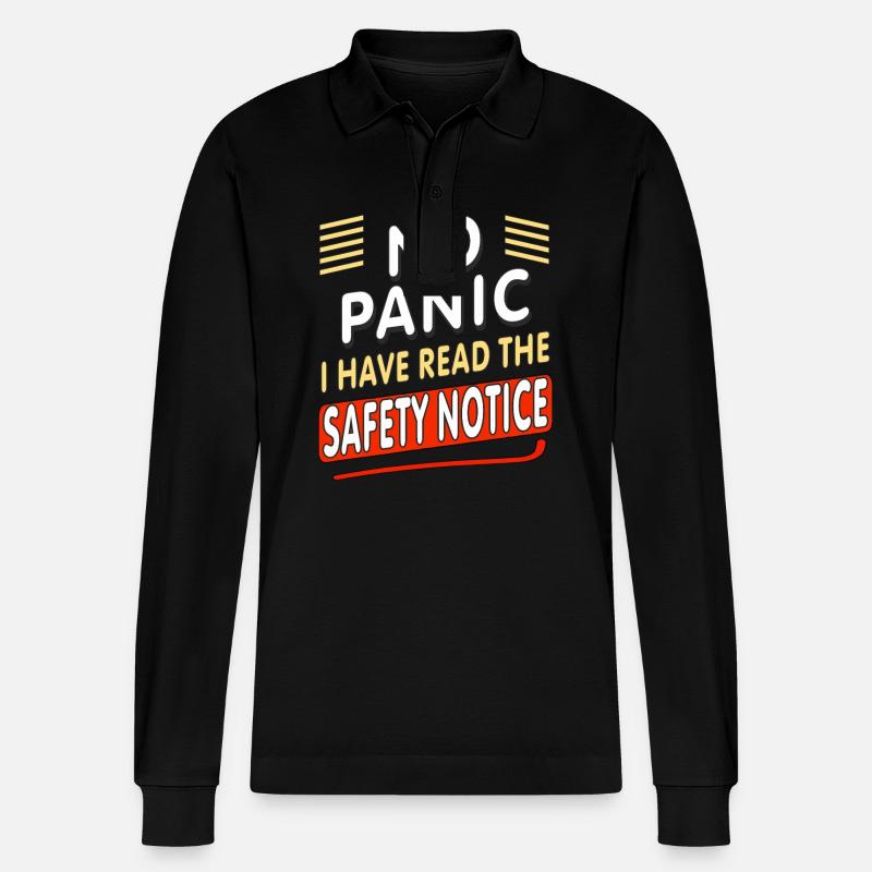 NO PANIC - Stanley/Stella Unisex Bio-Langarm-Poloshirt Prepster - Schwarz