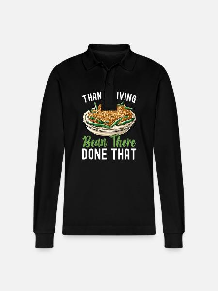 Green Bean Casserole - Stanley/Stella Organic Unisex Long-Sleeved Polo Shirt Prepster - black