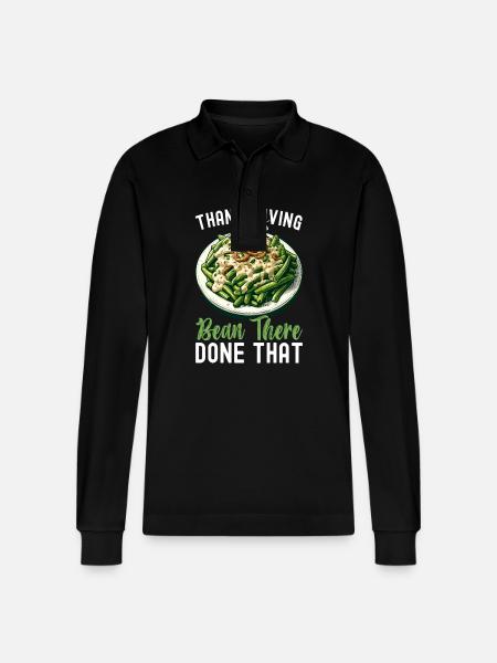 Green Bean Casserole - Stanley/Stella Organic Unisex Long-Sleeved Polo Shirt Prepster - black