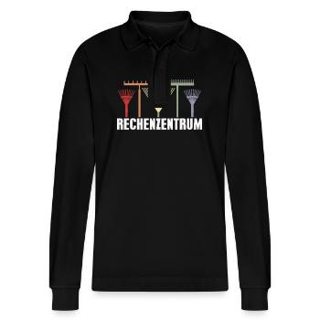 Rechenzentrum Gärtner Hobbygärtner Geschenk - Stanley/Stella Unisex Bio-Langarm-Poloshirt Prepster - Schwarz - Vorne - Anna (173cm) & Nico (186cm)