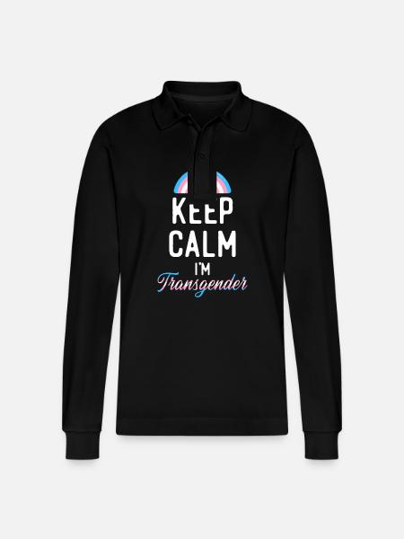 Transgender Trans LGBT Pride - Stanley/Stella Organic Unisex Long-Sleeved Polo Shirt Prepster - black