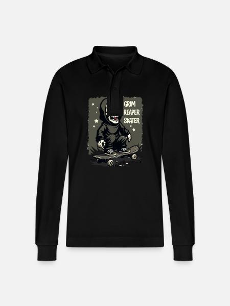 Skateboard Sensenmann – Style Grim Reaper - Polo à manches longues bio PREPSTER Stanley/Stella Unisexe - noir