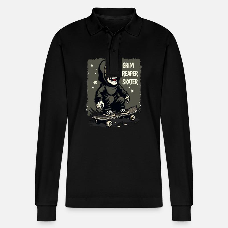 Skateboard Sensenmann – Style Grim Reaper - Polo à manches longues bio PREPSTER Stanley/Stella Unisexe - noir