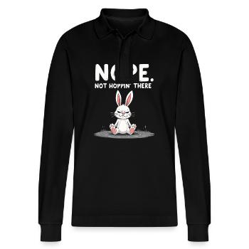 Lapin Conception d’animaux sarcastiques - Polo à manches longues bio PREPSTER Stanley/Stella Unisexe - noir - Devant - Anna (173cm) & Nico (186cm)