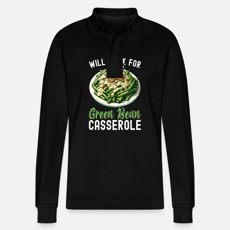 Casserole de haricots verts - Polo à manches longues bio PREPSTER Stanley/Stella Unisexe - noir