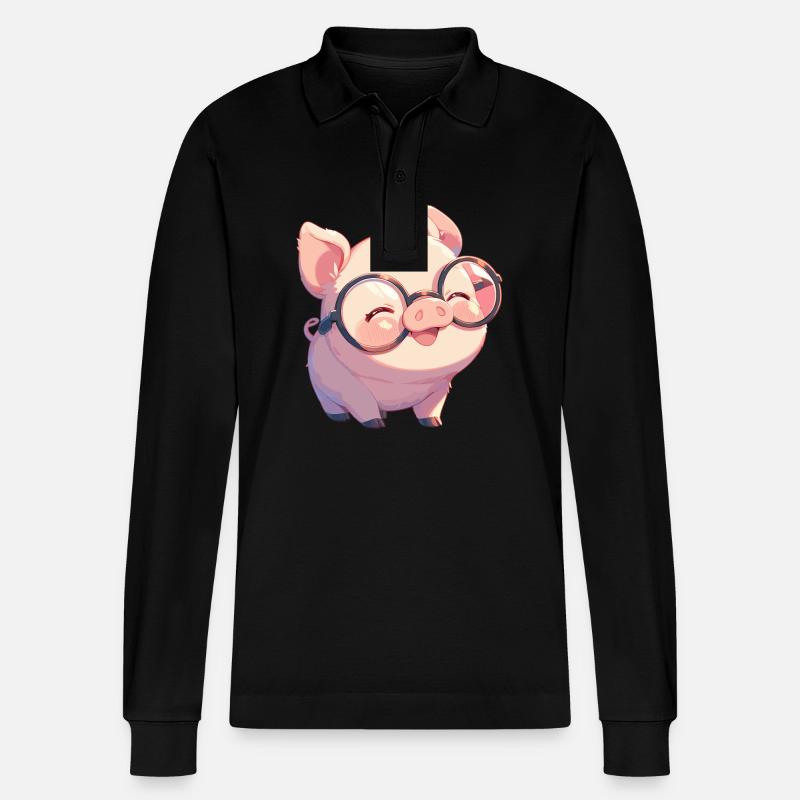 Schweine Schwein - Stanley/Stella Unisex Bio-Langarm-Poloshirt Prepster - Schwarz