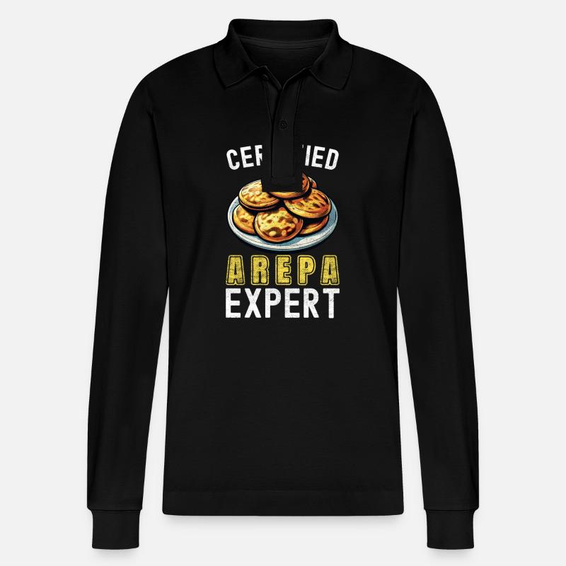 Venezolanische Arepas - Stanley/Stella Unisex Bio-Langarm-Poloshirt Prepster - Schwarz