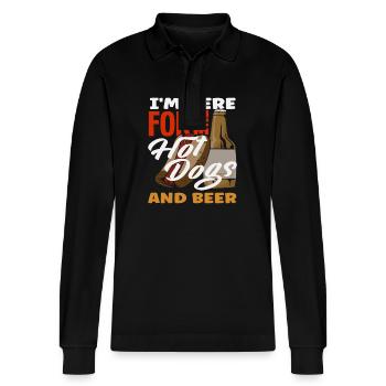Hot Dog Liebhaber Für Hot Dogs Und Bier - Stanley/Stella Unisex Bio-Langarm-Poloshirt Prepster - Schwarz - Vorne - Anna (173cm) & Nico (186cm)