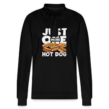 Nur Noch Ein Hot Dog Liebhaber Spruch - Stanley/Stella Unisex Bio-Langarm-Poloshirt Prepster - Schwarz - Vorne - Anna (173cm) & Nico (186cm)