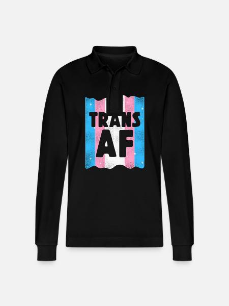 Transgender Trans LGBT Pride - Stanley/Stella Organic Unisex Long-Sleeved Polo Shirt Prepster - black