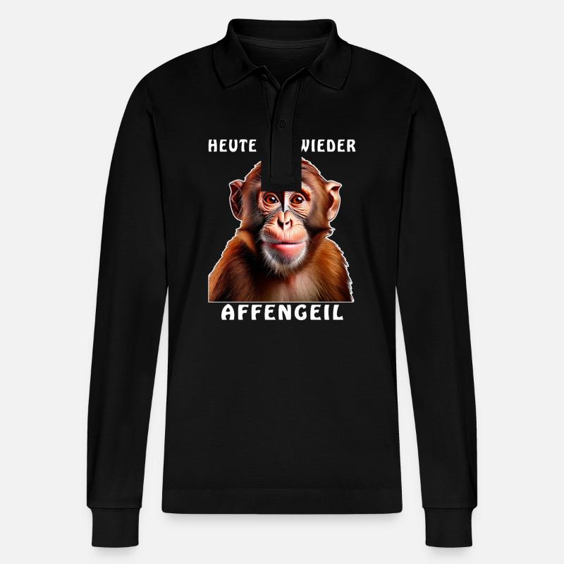 AFFE HEUTE MAL WIEDER AFFENGEIL - Stanley/Stella Unisex Bio-Langarm-Poloshirt Prepster - Schwarz