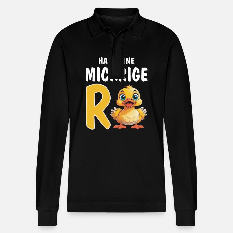 HABE EINE MICKRIGE RENTE - Stanley/Stella Unisex Bio-Langarm-Poloshirt Prepster - Schwarz