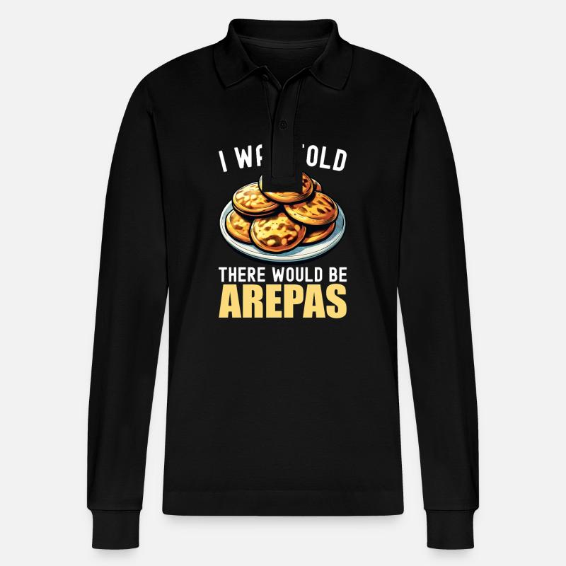 Venezolanische Arepas - Stanley/Stella Unisex Bio-Langarm-Poloshirt Prepster - Schwarz