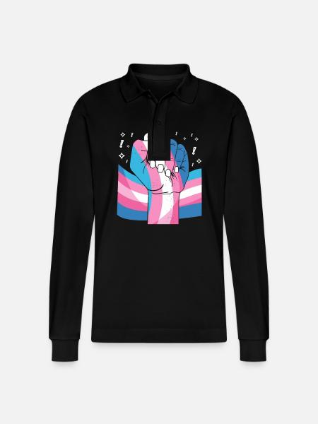 Transgender Trans LGBT Pride - Stanley/Stella Organic Unisex Long-Sleeved Polo Shirt Prepster - black