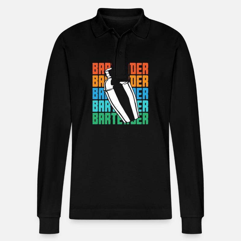 Barkeeper Shaker Retro Style Design - Stanley/Stella Unisex Bio-Langarm-Poloshirt Prepster - Schwarz