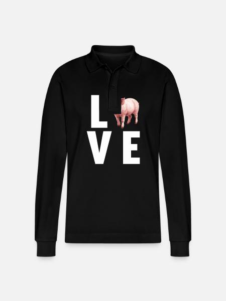 Pig Pig - Stanley/Stella Organic Unisex Long-Sleeved Polo Shirt Prepster - black