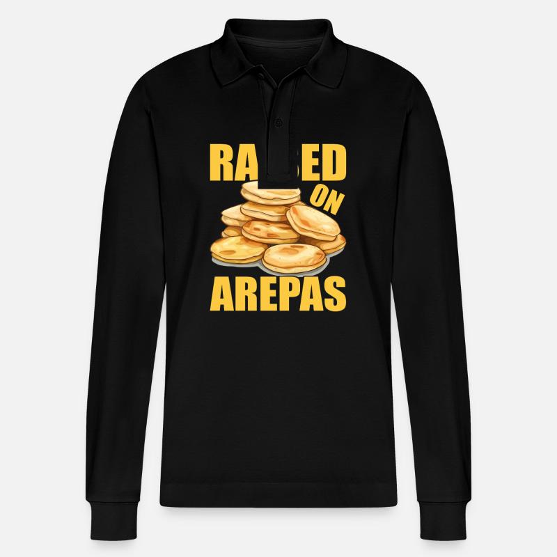 Venezolanische Arepas - Stanley/Stella Unisex Bio-Langarm-Poloshirt Prepster - Schwarz