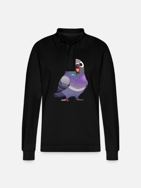 Pigeons Pigeon - Stanley/Stella Organic Unisex Long-Sleeved Polo Shirt Prepster - black