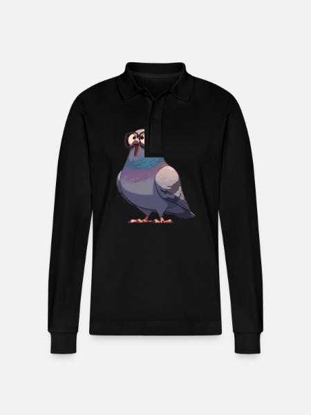 Pigeons Pigeon - Stanley/Stella Organic Unisex Long-Sleeved Polo Shirt Prepster - black