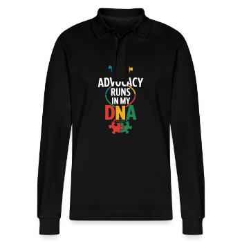 Autism siblings - Stanley/Stella Organic Unisex Long-Sleeved Polo Shirt Prepster - black - Front - Anna (173cm) & Nico (186cm)