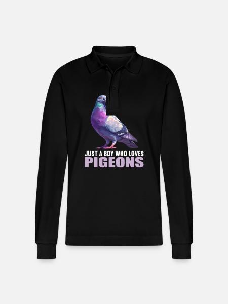 Pigeons Pigeon - Stanley/Stella Organic Unisex Long-Sleeved Polo Shirt Prepster - black