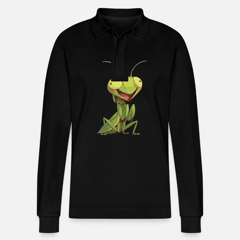 Gottesanbeterinnenen Gottesanbeterin - Stanley/Stella Unisex Bio-Langarm-Poloshirt Prepster - Schwarz