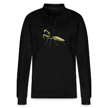 Gottesanbeterinnenen Gottesanbeterin - Stanley/Stella Unisex Bio-Langarm-Poloshirt Prepster - Schwarz - Vorne - Anna (173cm) & Nico (186cm)