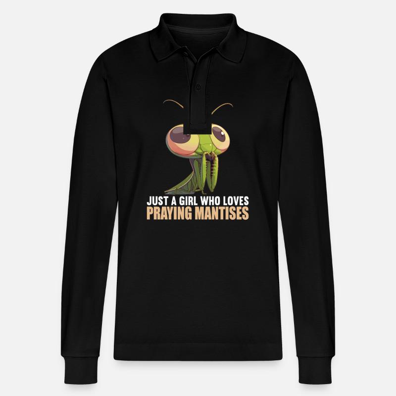 Gottesanbeterinnenen Gottesanbeterin - Stanley/Stella Unisex Bio-Langarm-Poloshirt Prepster - Schwarz