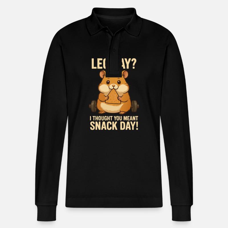 Hamster "Leg day"? - Stanley/Stella Unisex Bio-Langarm-Poloshirt Prepster - Schwarz