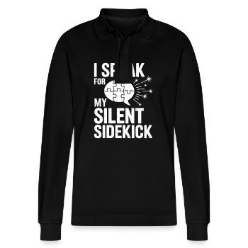Autism siblings - Stanley/Stella Organic Unisex Long-Sleeved Polo Shirt Prepster - black - Front - Anna (173cm) & Nico (186cm)
