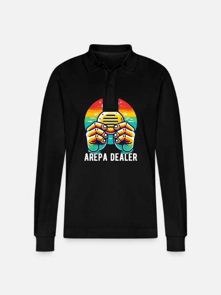 Venezuelan Arepas - Stanley/Stella Organic Unisex Long-Sleeved Polo Shirt Prepster - black