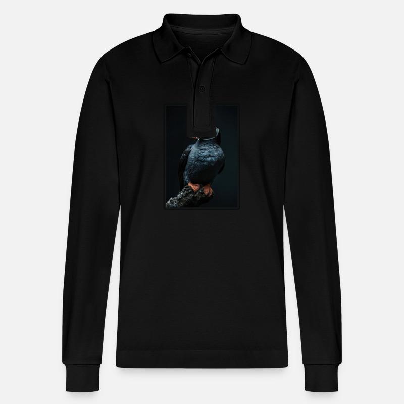 Papageientaucher - Stanley/Stella Unisex Bio-Langarm-Poloshirt Prepster - Schwarz