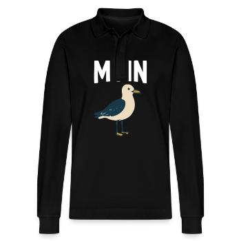 Moin Möwe - Stanley/Stella Unisex Bio-Langarm-Poloshirt Prepster - Schwarz - Vorne - Anna (173cm) & Nico (186cm)