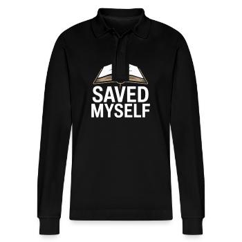 Former religious community survivors - Stanley/Stella Organic Unisex Long-Sleeved Polo Shirt Prepster - black - Front - Anna (173cm) & Nico (186cm)