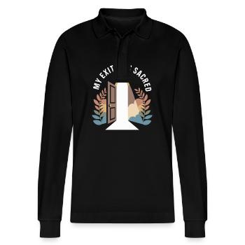Former religious community survivors - Stanley/Stella Organic Unisex Long-Sleeved Polo Shirt Prepster - black - Front - Anna (173cm) & Nico (186cm)