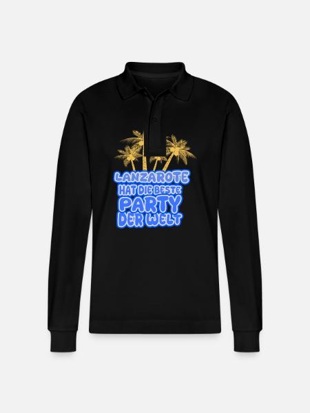 Urlaub Lanzarote - Stanley/Stella Unisex Bio-Langarm-Poloshirt Prepster - Schwarz